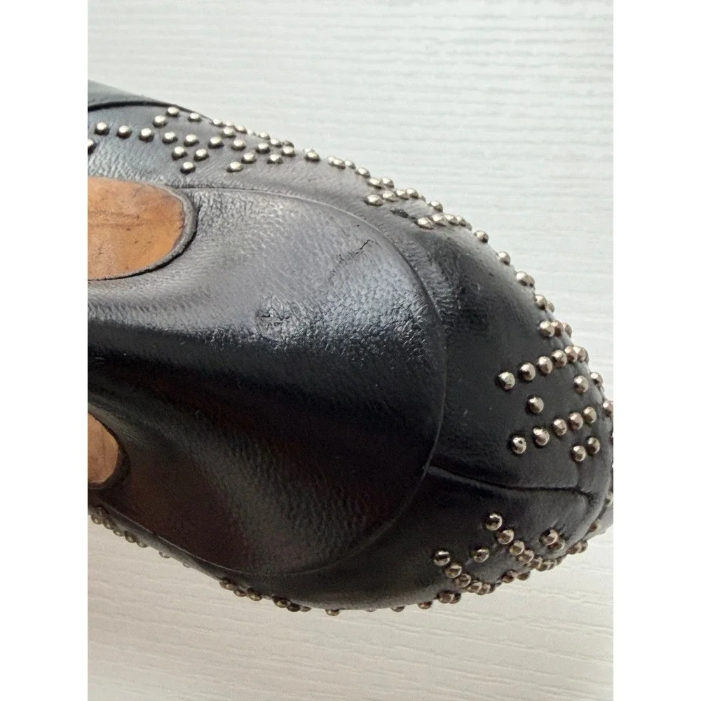 Christian Dior Black Leather Studded Pointed Toe Pumps Charm Heels Size 38